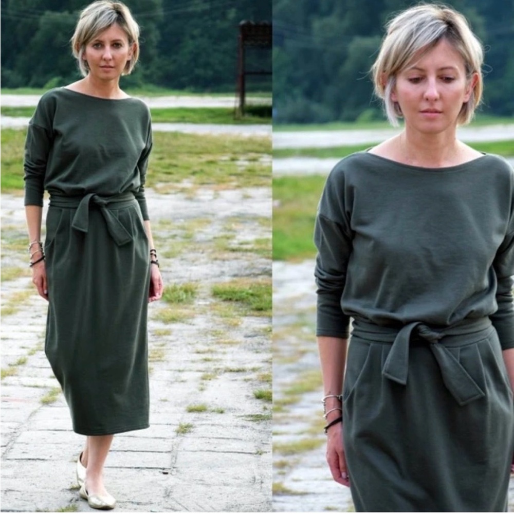 Sisters French Terry 100% Cotton dress•Minimalist •cotttagecore•neutral•small